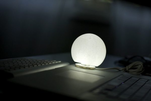 computer himalayan salt crystal white globe usb lamp