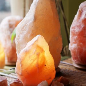 Small Himalayan Salt Crystal Lamps In Amber