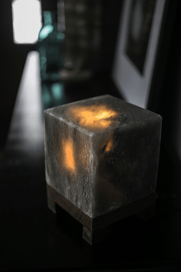 Grey Himalayan Salt Lamp Cube