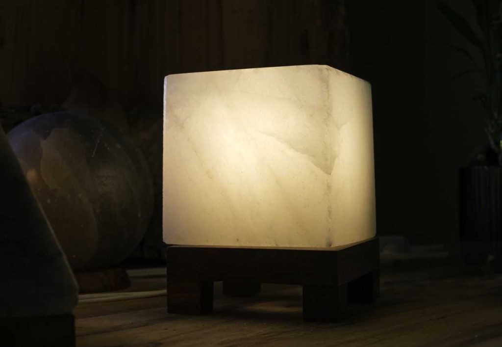 White Himalayan Cube Salt Lamp